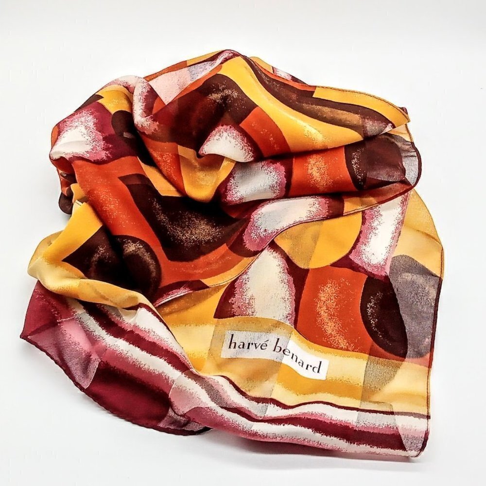Harve Benard Italian Abstract Print Sheer Oblong Scarf